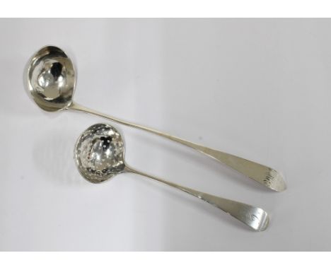 Scottish provincial silver toddy ladle,  old english pattern, John Ewan, Aberdeen c1800, 17cm long and a Scottish silver sift