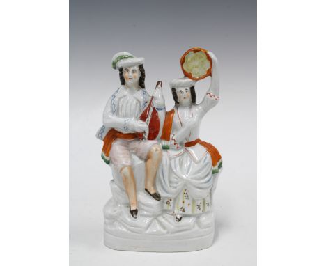 Staffordshire flatback figure group, 22cm 