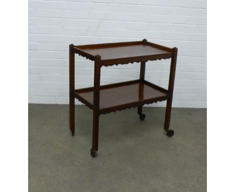 Mahogany two tier trolley table, 69 x 74 x 38cm. 