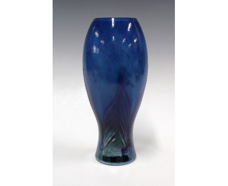 Caithness blue and green art glass vase, 27cm 