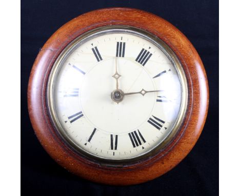 A 19th Century wall clock with painted dial, 9" dia