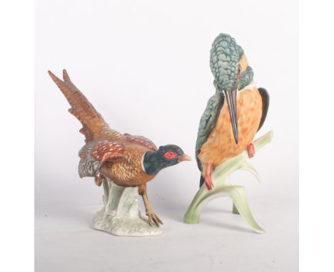 A Goebel porcelain kingfisher, 6 3/4" high, and a Goebel porcelain pheasant, 8" wide
