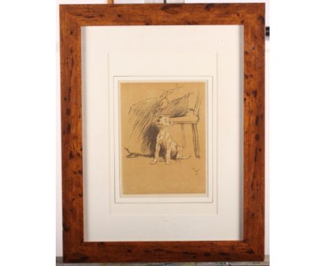 A coloured print, Bradfield Church of England Primary School, after Cecil Aldin, a colour print of a dog, and a number of oth