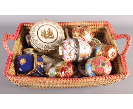 A collection of assorted modern ceramic and enamel trinket boxes