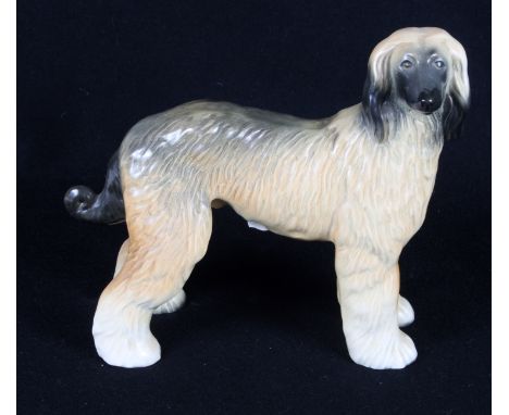 Five Coopercraft ceramic models of an Afghan hound, a spaniel (repaired), a foal, a collie dog, a seated grey cat, and three 