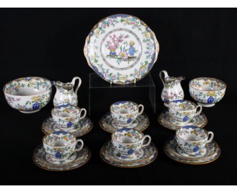 A Minton's tea service for six decorated oriental flowers, twenty-three pieces approx, and a boxed set of six Furstenberg flo