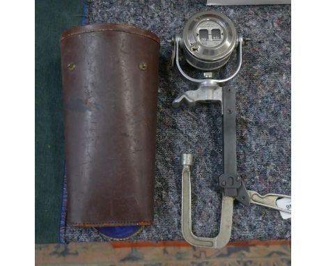 Vintage brake testing meter in original leather holster