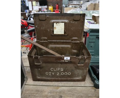 Military steel ammo box with some tools 