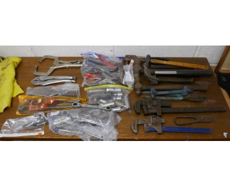 Collection of mechanics tools to include wrenches, sockets etc 