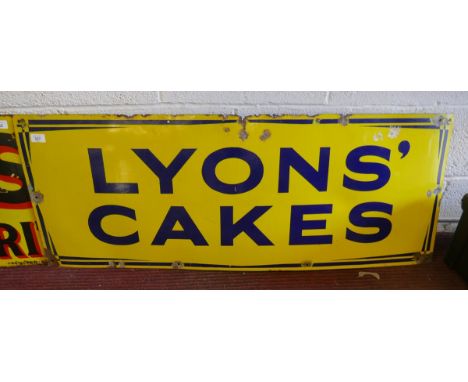 Original enamel sign - Lyons' Cakes - Approx size: 122cm x 46cm 