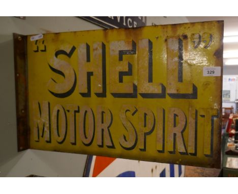 Original enamel double sided sign - Shell Motor Spirit - Approx size: 54cm x 33cm 