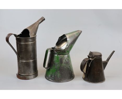 3 vintage oil cans one to include crown mark, marked Paramount Basildon 