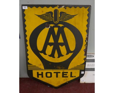 Original enamel sign - AA Hotel - Approx size: 56cm x 79cm 