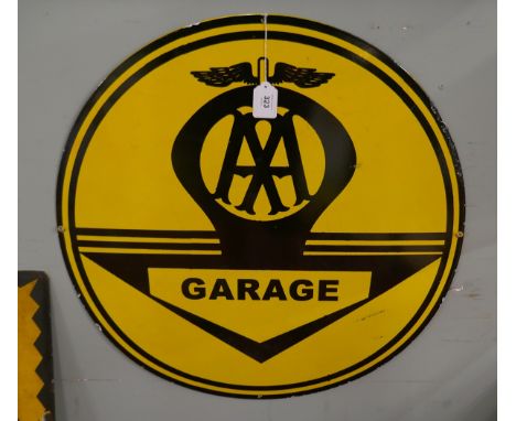 Enamel sign AA Garage - Approx diameter 60cm 