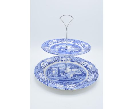 Spode Blue Italian 2 tier cakestand. In good condition with no obvious damage or restoration. Height 25cm 