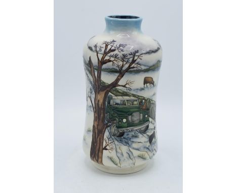 Moorcroft Winter's Feed vase, 2009, limited edition with box and certificate. Signed by Anji Davenport. 21cm tall. In good co