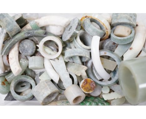 A box of assorted jade, etc.