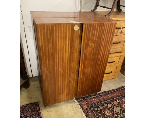 A mid century teak 'magic box' enclosed desk, width 85cm, depth 54cm, height 114cm