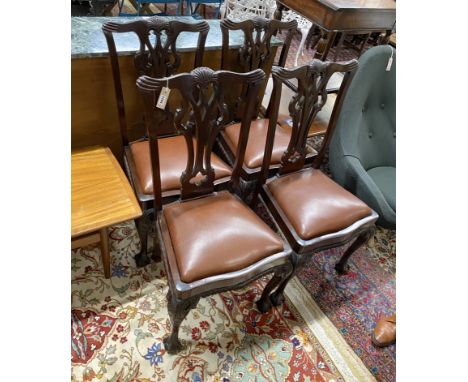 A set of four Chippendale style mahogany dining chairs, height 104cm