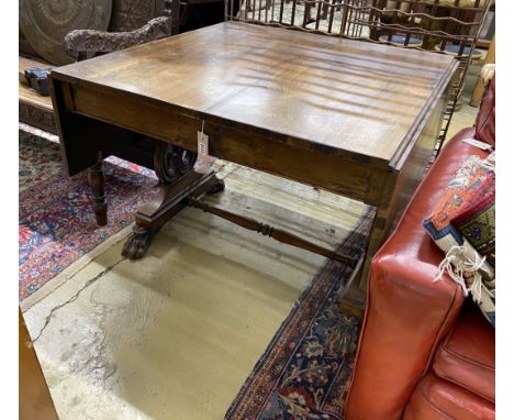 A George IV rosewood sofa table, with claw feet, width 93cm, depth 91cm, height 71cm