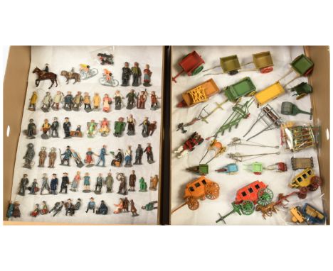 Britains, Charbens, JoHillCo &amp; Similar Makers - A Group of Civilian Figures, Carts, Stagecoaches &amp; Accessories. Inclu