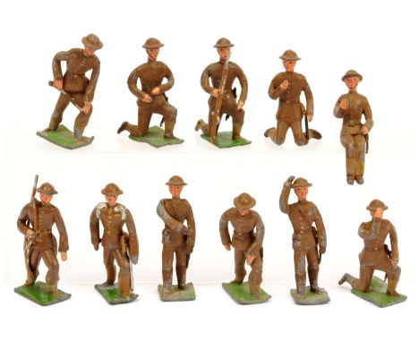 Heyde - British First World War Troops, in Various Poses. 43mm scale, circa 1900. Made by Georg Heyde &amp; Co., Dresden, Ger