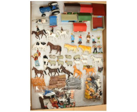 Britains &amp; Similar Makers - A Group of Plastic-Issue Farm Equipment, Figures, Animals &amp; Accessories. Includes: Ford 5