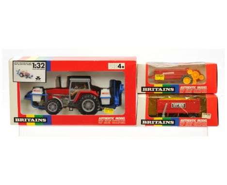 Britains Farm - A Group of Boxed Massey Ferguson Machinery. Comprising Set Nos: 9607 'MF 3680 Tractor and Crop Sprayer'; 9540