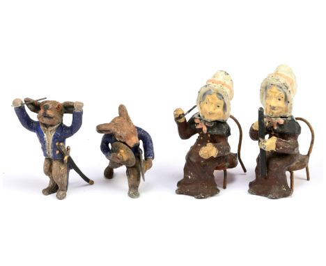 Heyde 'Knick-Knacks' - Nodding Old Ladies &amp; Mouse Musicians. Approx. 58 - 75mm solid figures, circa early 1900s. Made by 