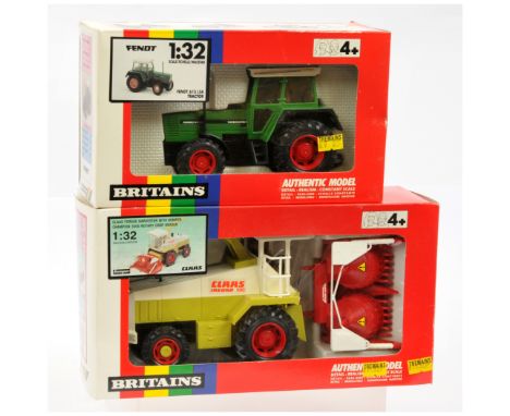 Britains Farm - A Pair of Boxed Sets. Comprising Set Nos: 9504 'Fendt 615 LSA Tractor' &amp; 9586 'Claas Forage Harvester wit