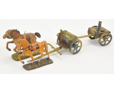 Elastolin, JoHillCo &amp; Others A Mixed Group. Comprising: Horses, Horse-Drawn Limbers &amp; Miniature Coronation Coach. One