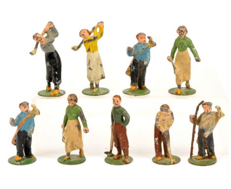 Heyde - A Group of Golfer Figures. 30mm scale solid figures. Circa early 1900s. Made by Georg Heyde &amp; Co., Dresden, Germa