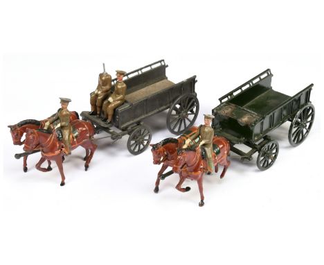 Britains - A Pair of Sets 146a 'Royal Army Service Corps Wagon (Service Dress)'. One appears to be 1916 version, the other (p