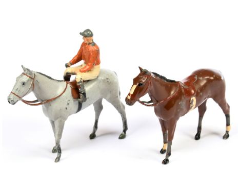 Britains Racing Colours of Famous Owners - M.M. Boussac. Post-war issue. Also includes an additional brown post-war horse (no