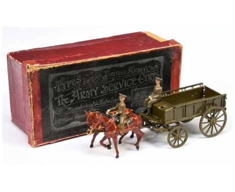 Britains - Set 1460 'Royal Army Service Corps Wagon (Service Dress)', Boxed. 1920 (light harness) version. One figure missing