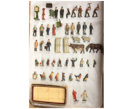 Britains, JoHillCo &amp; Other Makers - A Group of Civilian Figures, Animals &amp; Accessories. Includes: Cococubs; railway, 