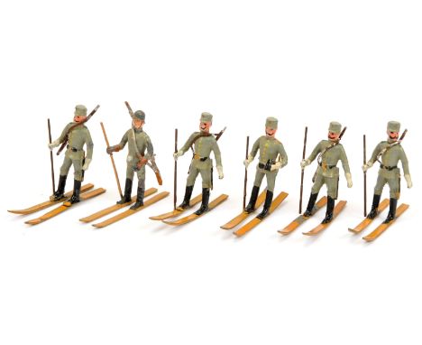Heyde - Austro-Hungarian Ski Troopers. 43mm solid figures, circa 1914. Made by Georg Heyde &amp; Co., Dresden, Germany. Condi