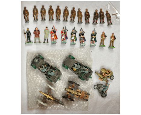 Britains - A Group of Unboxed Figures, Vehicles &amp; Artillery. Comprising Set No. 258 'British Infantry (in Gas Masks)' (la