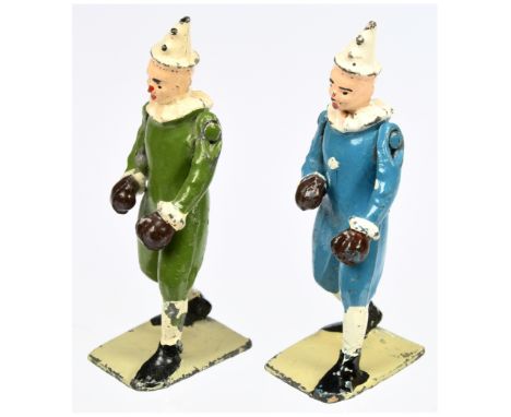Britains - Pre-War Circus Figures. Comprising: 2 x #447B 'Boxing Clown'. Circa 1936. Conditions generally appear Good Plus to
