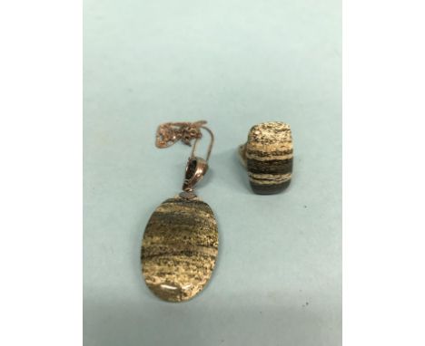 A Swiss opal pendant and ring