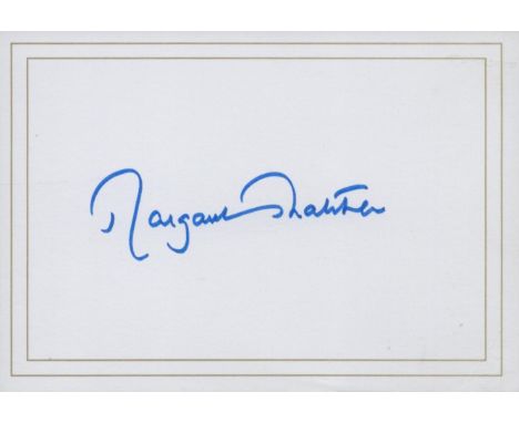 Margaret Thatcher signed 5x3 inch white book plate card. Good condition. All autographs come with a Certificate of Authentici