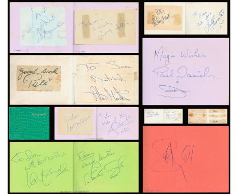 Collection autograph book, Joe Bugner, Frankie Lane, Paul McCann, Sir Norman Wisdom OBE, Charlie Magri. Some signatures are p