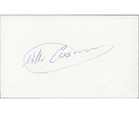 A White Card (Measuring 5""X3"") Signed In Blue Biro By Horse Racing Legend Willie Carson. Good condition. Good condition. Al