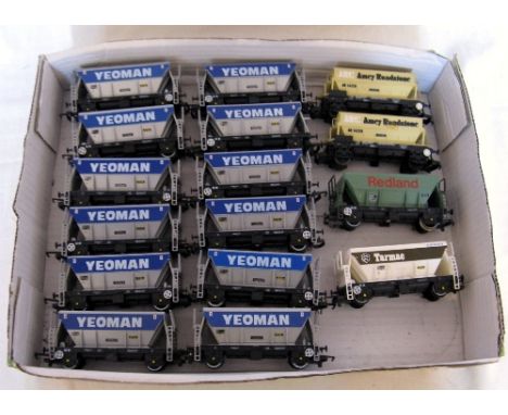 HORNBY x 14 and LIMA x 2 PGA Aggregate Hopper Wagons - Hornby 12 x Yeoman, a Tarmac and Redland (one Yeoman missing ladder ot