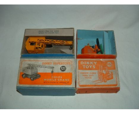 DINKY Toys 2 x Models - 14c Coventry Climax Fork Lift Truck (Excellent in a Good Orange Box with one Packing piece) and Super