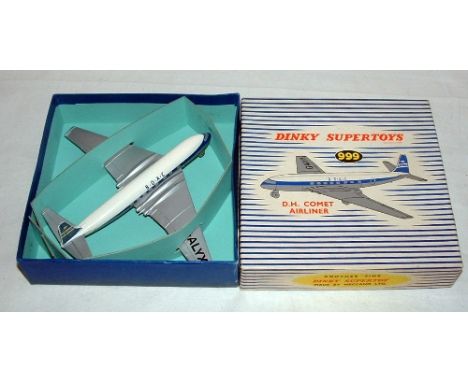 DINKY Supertoys 999 D.H. Comet BOAC Airliner. 7/6d in very light pencil on Box lid otherwise Mint Boxed with Packing piece.