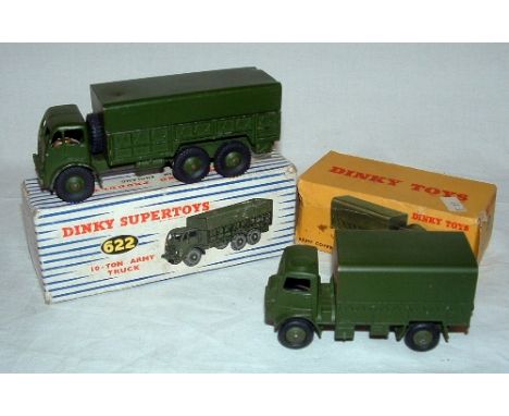 DINKY Supertoy 622 10T Army Truck with Driver (Good Boxed) and 623 Army Covered Wagon (Excellent in a Fair Plus Box miissing 