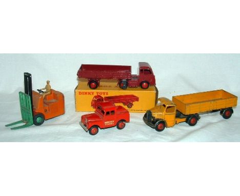 DINKY Toys x 4  - 421 Maroon BR Hindle Smart Electric Articulated Lorry  (Excellent Plus in a Box missing 3 flaps), 401 Coven