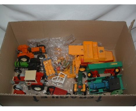 A BRITAINS New Holland Combine Harvester (Good) and 8 x Britains Tractors (some missing Clip on Cabs and Exhaust Stacks) - 3 