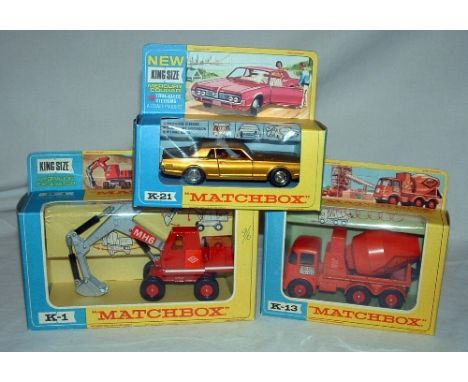MATCHBOX King Size 3 x Models - K-1 Hydraulic Excavator (Mint in an otherwise Mint Box with 9/6d in Biro on front) - K-13 Rea